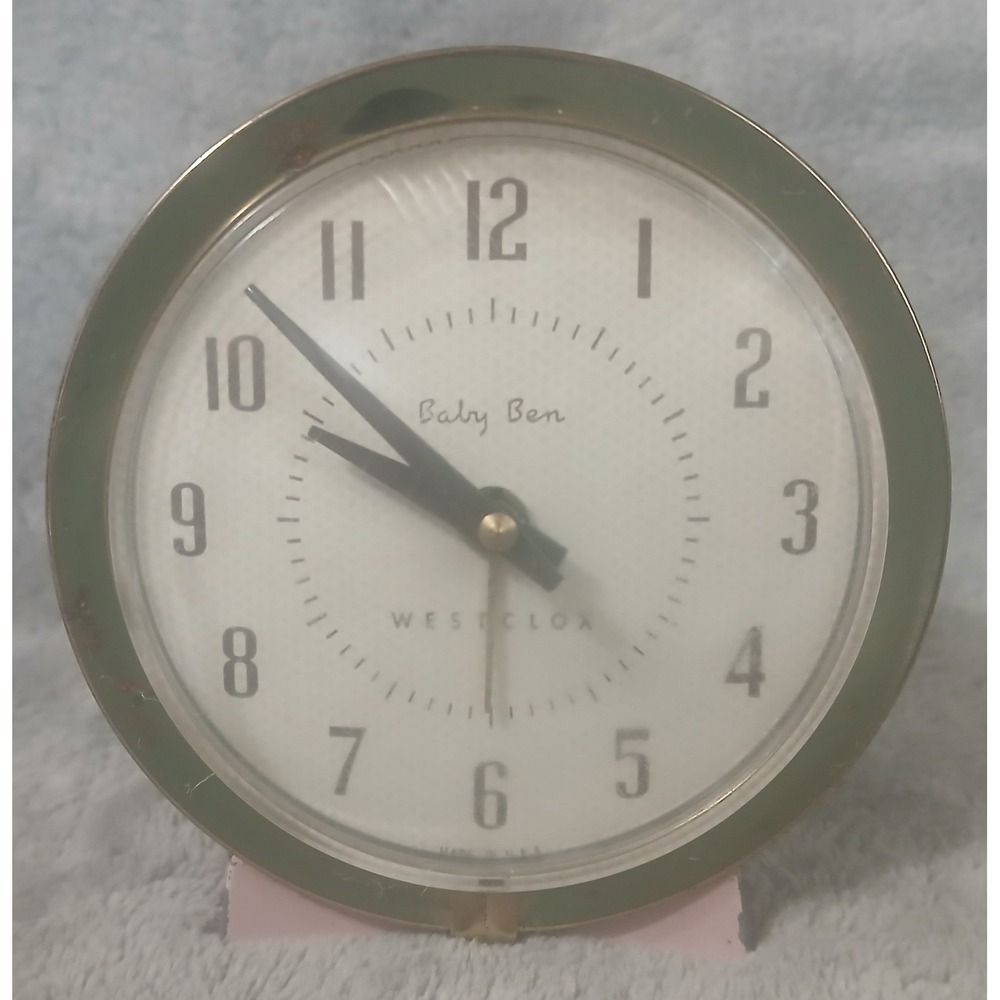 Vintage Westclox‎ Baby Ben Alarm Clock Pink Gold MCM Mid Century Made in USA